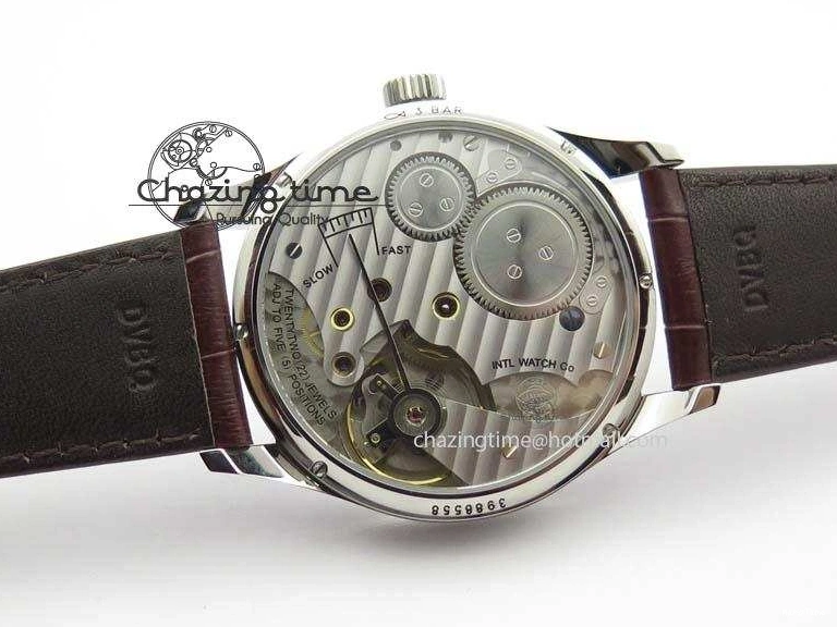 MIROTIME 0331 Sustainable Portuguese IW5444 SS White Dial RG Numbers On Brown Leather Strap A 7256